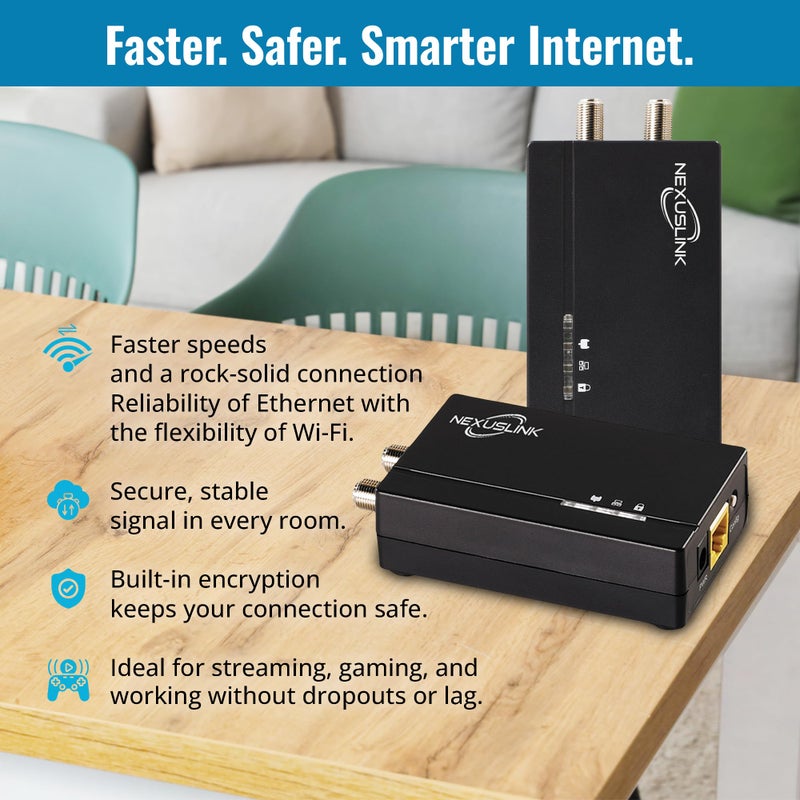 Nexuslink G.hn Ethernet Over Coax Adapter Kit - 1.2Gbps Network for Unused/Dark Coax - Secure Wired Connection for Gaming & Streaming - Easy Setup - Not for Cable TV/Internet - 2 Units (GCA-1200-KIT) - Image 5